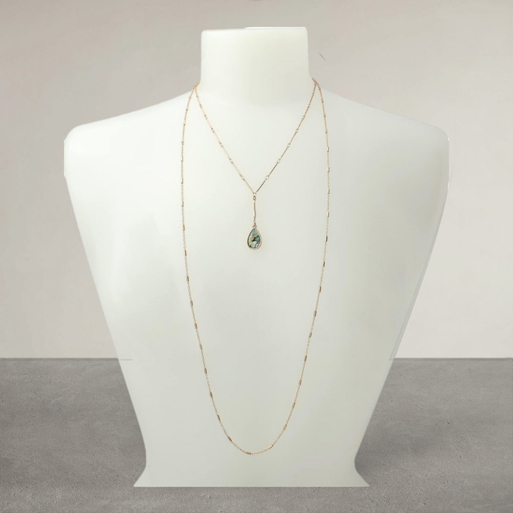 Robert Lee Morris Soho Abalone Teardrop Layered Y-Necklace